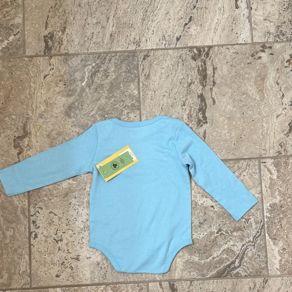 NWT Size 12-18 Months M+A Baby Blue Long Sleeve Dinosaur Bodysuit